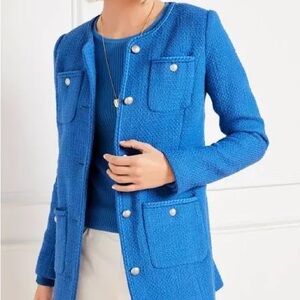 Talbots Blue Tweed Jacket Size 12P NWT